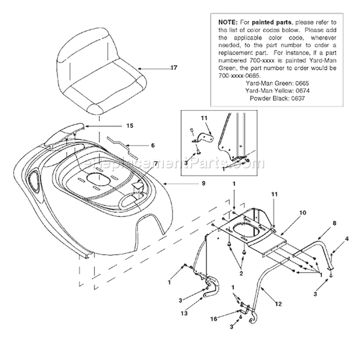 Page G Diagram and Parts List for 13A-325-402 2001 Yard Man Lawn Tractor